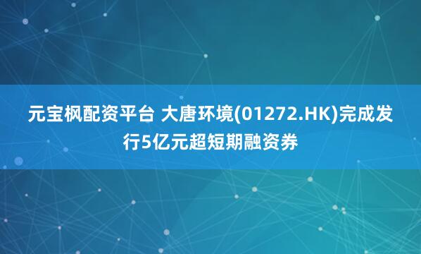 元宝枫配资平台 大唐环境(01272.HK)完成发行5亿元超短期融资券