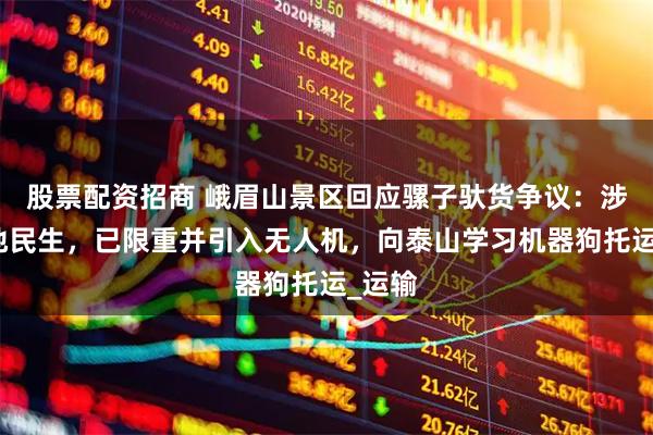 股票配资招商 峨眉山景区回应骡子驮货争议：涉及当地民生，已限重并引入无人机，向泰山学习机器狗托运_运输
